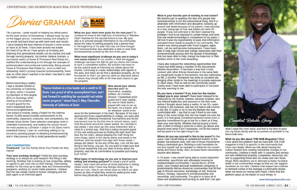 Darius Graham article in The Hub magazine